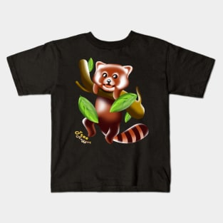 Tree hugger red panda kawaii spirit animal Kids T-Shirt